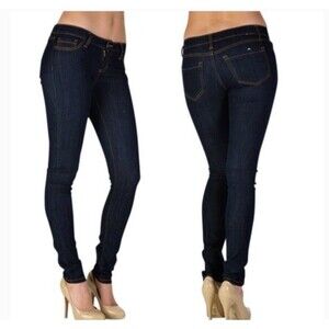 Cello Jeans Dark Wash Denim 2 Pocket Skinny Leg Stretch Mid Rise Size 3